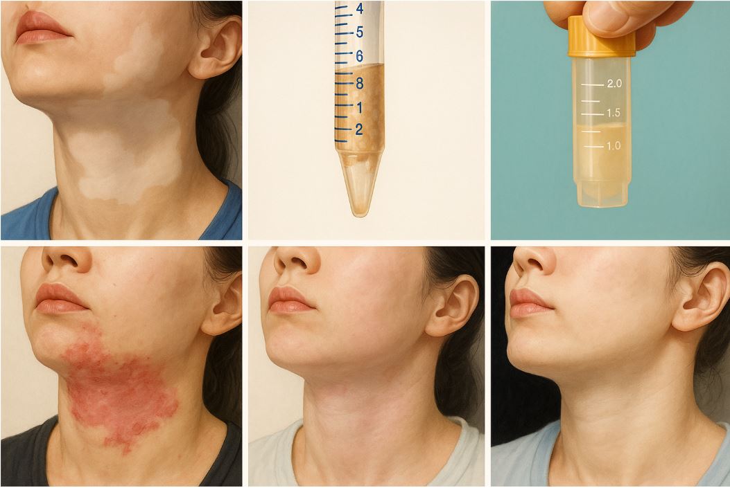 정상 피부에서 분리한 멜라닌세포를 백반증 부위에 이식하는 비배양 표피세포 이식술 정상 피부에서 분리한 멜라닌세포를 백반증 부위에 이식하는 비배양 표피세포 이식술